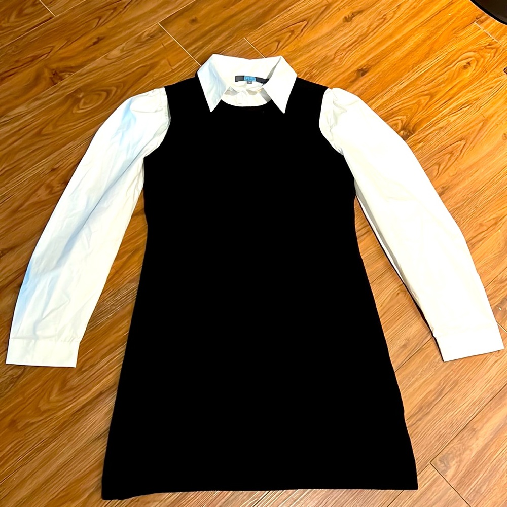 Anthropologie Black Sweater Dress with attached white top!